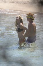 HEIDI KLUM in Bikini and Vito Schnabel on the Beach in the Mediterranean 07/25/2015
