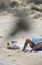 HEIDI KLUM in Bikini and Vito Schnabel on the Beach in the Mediterranean 07/25/2015