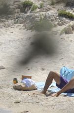 HEIDI KLUM in Bikini and Vito Schnabel on the Beach in the Mediterranean 07/25/2015