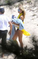 HEIDI KLUM in Bikini and Vito Schnabel on the Beach in the Mediterranean 07/25/2015