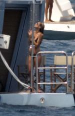 HEIDI KLUM in Bikini and Vito Schnabel on the Beach in the Mediterranean 07/25/2015
