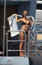 HEIDI KLUM in Bikini and Vito Schnabel on the Beach in the Mediterranean 07/25/2015