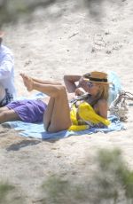HEIDI KLUM in Bikini and Vito Schnabel on the Beach in the Mediterranean 07/25/2015