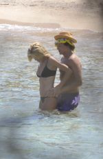 HEIDI KLUM in Bikini and Vito Schnabel on the Beach in the Mediterranean 07/25/2015