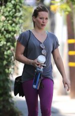 HILARY DUFF Leaves a Gym in West Hollywood 07/28/2015