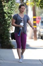 HILARY DUFF Leaves a Gym in West Hollywood 07/28/2015