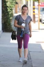 HILARY DUFF Leaves a Gym in West Hollywood 07/28/2015