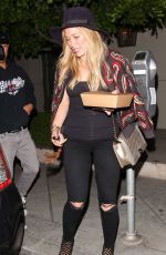 HILARY DUFF Leaves Zinque Restaurant in West Hollywood 07/30/2015