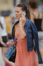 HILARY SWANK on the Phone Out in Chelsea 07/28/2015