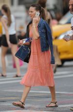 HILARY SWANK on the Phone Out in Chelsea 07/28/2015