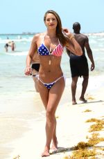 JENNIFER NICOLE LEE Exercising on the Beach in Miami 07/01/2015