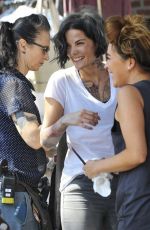 JAIMIE ALEXANDER on the Set of Blindspot in New York 07/17/2015
