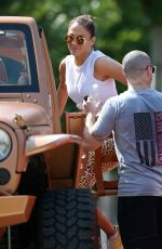 JENNIFER LOPEZ in Leopard-print Leggings Out in Southampton 07/07/2015