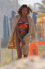 JOURDAN DUNN on the Set of a Photoshoot at a Beach in Rio De Janeiro 07/13/2015