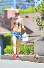 JULIETTE LEWIS in Bikini Top Walks Her Dog Out in Los Angeles 07/29/2015
