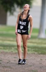 KARINA SMIRNOFF Playing Soccer at a Park in Beverly Hills 07/01/2015