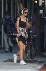 KATIE HOLMES in Shorts Out and About in New York 07/21/2015