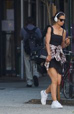 KATIE HOLMES in Shorts Out and About in New York 07/21/2015