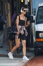 KATIE HOLMES in Shorts Out and About in New York 07/21/2015