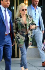 LADY GAGA in Camouflage Jacket Out in New York 07/26/2015