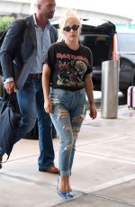 LADY GAGA in Ripped Jeans Arrives at JFK Airport in New York 07/01/2015