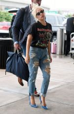 LADY GAGA in Ripped Jeans Arrives at JFK Airport in New York 07/01/2015