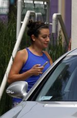 LEA MICHELE in Tights Heading to a Gym in New Orleans 07/07/2015