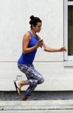 LEA MICHELE in Tights Heading to a Gym in New Orleans 07/07/2015