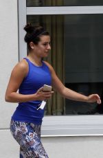 LEA MICHELE in Tights Heading to a Gym in New Orleans 07/07/2015