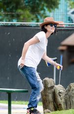 LENA HEADEY Playing Mini Golf in Los Angeles 07/23/2015
