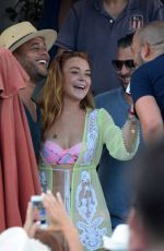 LINDSAY LOHAN at a Pool Party in Mykonos 07/19/2015