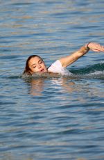 LINDSAY LOHAN Out Swimming at a Beach in Mykonos 07/20/2015