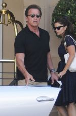 MARIA SHRIVER and Arnold Schwarzenegger Leaves a Hotel for Schwarzenegger’s 68th Birthday