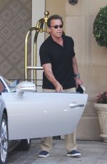 MARIA SHRIVER and Arnold Schwarzenegger Leaves a Hotel for Schwarzenegger’s 68th Birthday