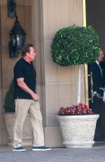 MARIA SHRIVER and Arnold Schwarzenegger Leaves a Hotel for Schwarzenegger’s 68th Birthday