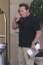 MARIA SHRIVER and Arnold Schwarzenegger Leaves a Hotel for Schwarzenegger’s 68th Birthday