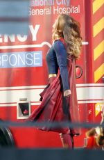 MELISSA BENOIST on the Set of Supergirl in Los Angeles 07/25/2015