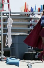 MELISSA BENOIST on the Set of Supergirl in Los Angeles 07/25/2015