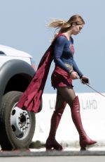 MELISSA BENOIST on the Set of Supergirl in Los Angeles 07/25/2015