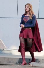MELISSA BENOIST on the Set of Supergirl in Los Angeles 07/25/2015