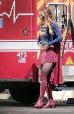 MELISSA BENOIST on the Set of Supergirl in Los Angeles 07/25/2015