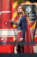 MELISSA BENOIST on the Set of Supergirl in Los Angeles 07/25/2015