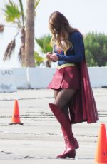 MELISSA BENOIST on the Set of Supergirl in Los Angeles 07/25/2015 ...