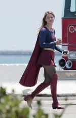 MELISSA BENOIST on the Set of Supergirl in Los Angeles 07/25/2015