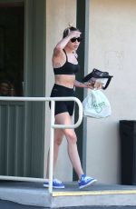 MILEY CYRUS in Tank Top and Shorts Out in Los Angeles 07/28/2015