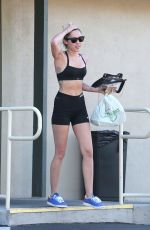 MILEY CYRUS in Tank Top and Shorts Out in Los Angeles 07/28/2015