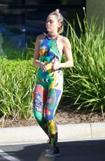 MILEY CYRUS in Tights Out and About in Los Angeles 07/28/2015