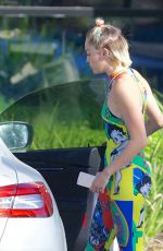 MILEY CYRUS in Tights Out and About in Los Angeles 07/28/2015