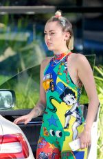 MILEY CYRUS in Tights Out and About in Los Angeles 07/28/2015