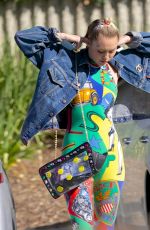 MILEY CYRUS in Tights Out and About in Los Angeles 07/28/2015